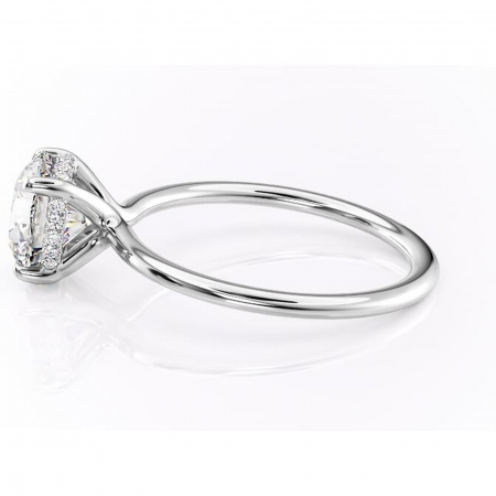 Inel de logodnă Ruby din aur Alb 14kt cu moissanite tăietură rotundă – Solitar rafinată pentru profil înalt | Personalizează și configurează gratuit online [5]