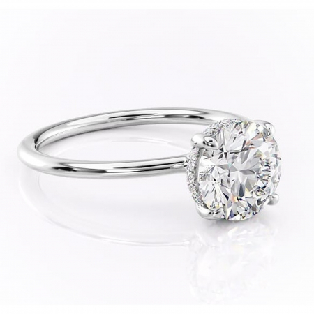 Aur alb - Inel de logodnă Ruby din aur Alb 14kt cu moissanite tăietură rotundă – Solitar rafinată pentru profil înalt | Personalizează și configurează gratuit online