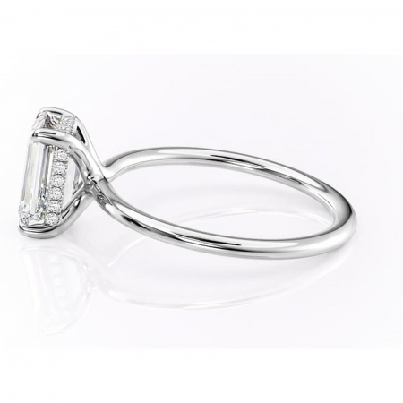 Inel de logodnă Ruby din aur Alb 14kt cu moissanite tăietură smarald – Solitar rafinată pentru profil înalt | Personalizează și configurează gratuit online [5]