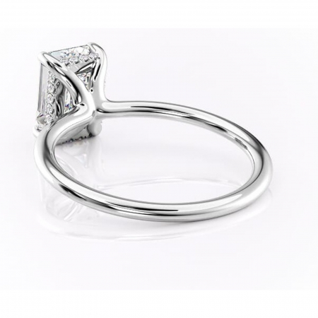 Inel de logodnă Ruby din aur Alb 14kt cu moissanite tăietură smarald – Solitar rafinată pentru profil înalt | Personalizează și configurează gratuit online [3]