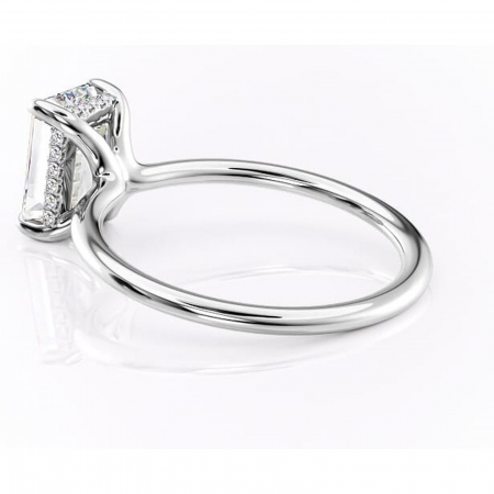 Inel de logodnă Ruby din aur Alb 14kt cu moissanite tăietură smarald – Solitar rafinată pentru profil înalt | Personalizează și configurează gratuit online [4]