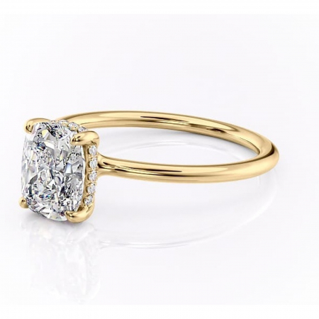 Inel de logodnă Ruby din aur Galben 14kt cu moissanite tăietură pernă – Solitar rafinată pentru profil înalt | Personalizează și configurează gratuit online [6]