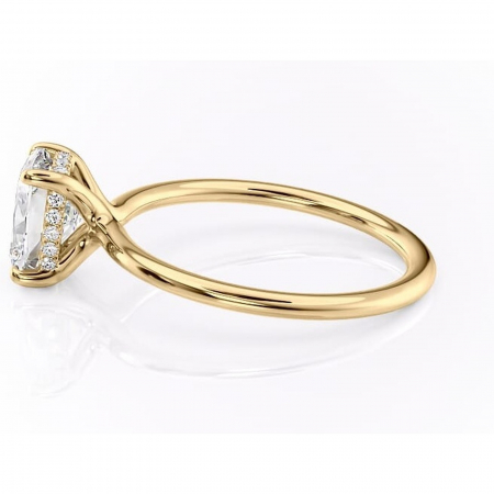 Inel de logodnă Ruby din aur Galben 14kt cu moissanite tăietură pernă – Solitar rafinată pentru profil înalt | Personalizează și configurează gratuit online [5]
