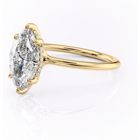 Inel de logodnă Ruby din aur Galben 14kt cu moissanite tăietură marquise – Solitar rafinată pentru profil înalt | Personalizează și configurează gratuit online [6]