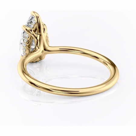 Inel de logodnă Ruby din aur Galben 14kt cu moissanite tăietură pară – Solitar rafinată pentru profil înalt | Personalizează și configurează gratuit online [3]