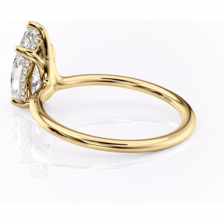Inel de logodnă Ruby din aur Galben 14kt cu moissanite tăietură pară – Solitar rafinată pentru profil înalt | Personalizează și configurează gratuit online [4]