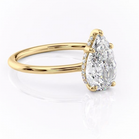 Pară - Inel de logodnă Ruby din aur Galben 18kt cu moissanite tăietură pară – Solitar rafinată pentru profil înalt | Personalizează și configurează gratuit online