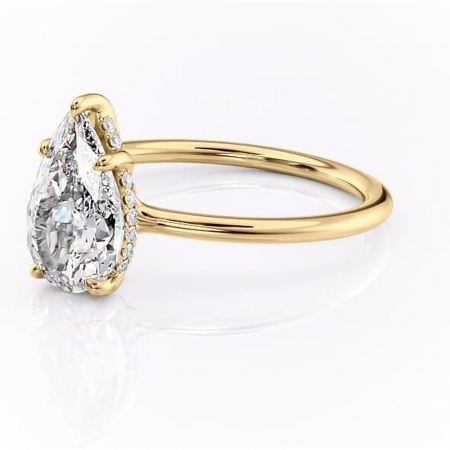 Inel de logodnă Ruby din aur Galben 14kt cu moissanite tăietură pară – Solitar rafinată pentru profil înalt | Personalizează și configurează gratuit online [6]
