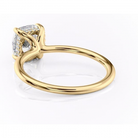 Inel de logodnă Ruby din aur Galben 14kt cu moissanite tăietură pernă – Solitar rafinată pentru profil înalt | Personalizează și configurează gratuit online [3]