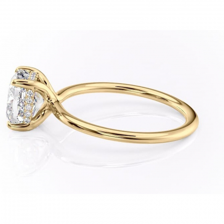 Inel de logodnă Ruby din aur Galben 14kt cu moissanite tăietură pernă – Solitar rafinată pentru profil înalt | Personalizează și configurează gratuit online [5]