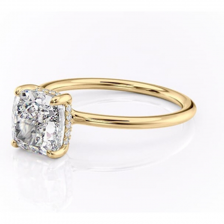 Inel de logodnă Ruby din aur Galben 14kt cu moissanite tăietură pernă – Solitar rafinată pentru profil înalt | Personalizează și configurează gratuit online [6]