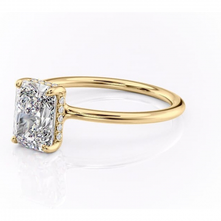 Inel de logodnă Ruby din aur Galben 18kt cu moissanite tăietură radiantă – Solitar rafinată pentru profil înalt | Personalizează și configurează gratuit online [6]
