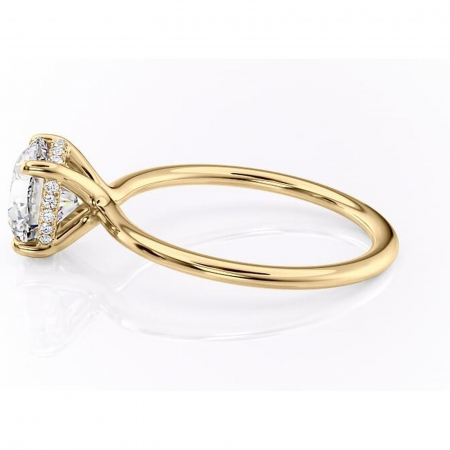 Inel de logodnă Ruby din aur Galben 14kt cu moissanite tăietură rotundă – Solitar rafinată pentru profil înalt | Personalizează și configurează gratuit online [5]