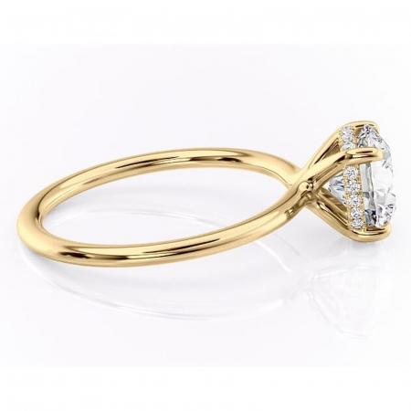 Inel de logodnă Ruby din aur Galben 14kt cu moissanite tăietură rotundă – Solitar rafinată pentru profil înalt | Personalizează și configurează gratuit online [1]