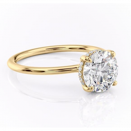 Aur galben - Inel de logodnă Ruby din aur Galben 14kt cu moissanite tăietură rotundă – Solitar rafinată pentru profil înalt | Personalizează și configurează gratuit online