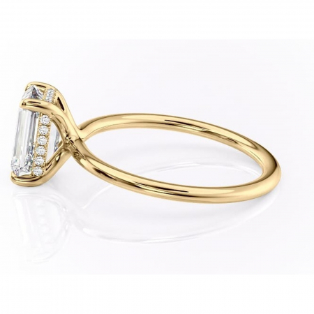 Inel de logodnă Ruby din aur Galben 14kt cu moissanite tăietură smarald – Solitar rafinată pentru profil înalt | Personalizează și configurează gratuit online [5]