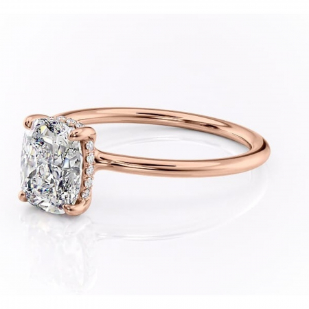 Inel de logodnă Ruby din aur Rose 14kt cu moissanite tăietură pernă – Solitar rafinată pentru profil înalt | Personalizează și configurează gratuit online [6]