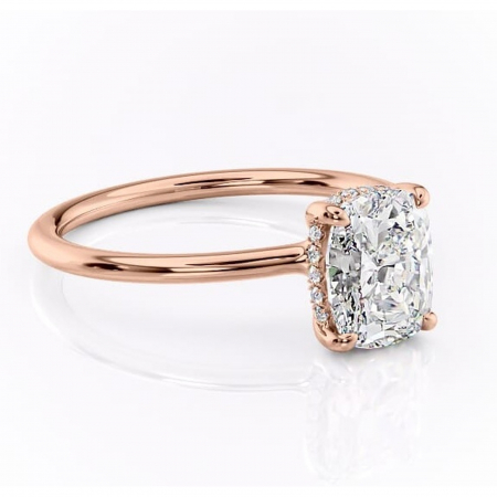 Pernă alungită - Inel de logodnă Ruby din aur Rose 14kt cu moissanite tăietură pernă – Solitar rafinată pentru profil înalt | Personalizează și configurează gratuit online