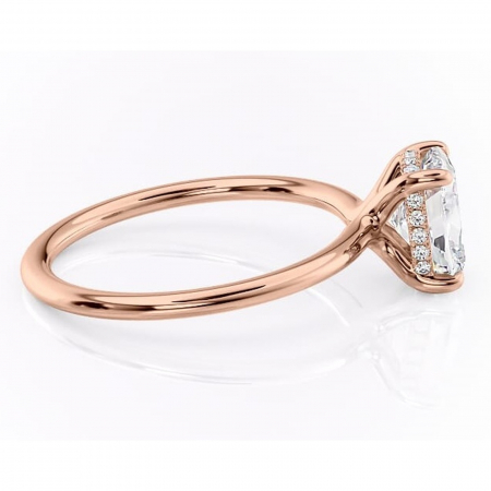 Inel de logodnă Ruby din aur Rose 14kt cu moissanite tăietură pernă – Solitar rafinată pentru profil înalt | Personalizează și configurează gratuit online [1]