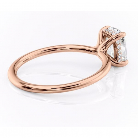 Inel de logodnă Ruby din aur Rose 14kt cu moissanite tăietură pernă – Solitar rafinată pentru profil înalt | Personalizează și configurează gratuit online [2]