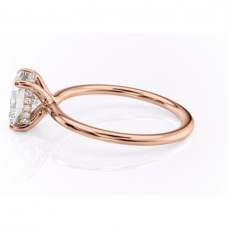 Inel de logodnă Ruby din aur Rose 14kt cu moissanite tăietură pernă – Solitar rafinată pentru profil înalt | Personalizează și configurează gratuit online [5]