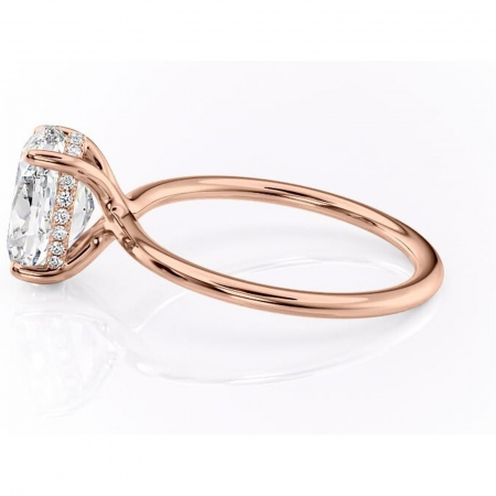 Inel de logodnă Ruby din aur Rose 14kt cu moissanite tăietură ovală – Solitar rafinată pentru profil înalt | Personalizează și configurează gratuit online [5]
