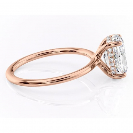 Inel de logodnă Ruby din aur Rose 14kt cu moissanite tăietură ovală – Solitar rafinată pentru profil înalt | Personalizează și configurează gratuit online [1]