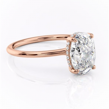 Ovală - Inel de logodnă Ruby din aur Rose 18kt cu moissanite tăietură ovală – Solitar rafinată pentru profil înalt | Personalizează și configurează gratuit online
