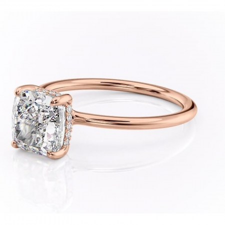 Inel de logodnă Ruby din aur Rose 14kt cu moissanite tăietură pernă – Solitar rafinată pentru profil înalt | Personalizează și configurează gratuit online [6]