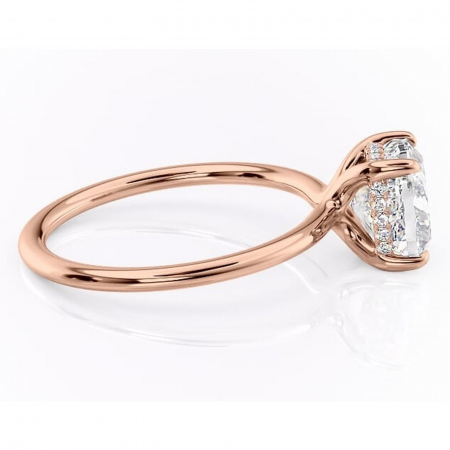 Inel de logodnă Ruby din aur Rose 14kt cu moissanite tăietură pernă – Solitar rafinată pentru profil înalt | Personalizează și configurează gratuit online [1]