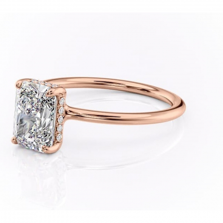 Inel de logodnă Ruby din aur Rose 14kt cu moissanite tăietură radiantă – Solitar rafinată pentru profil înalt | Personalizează și configurează gratuit online [6]