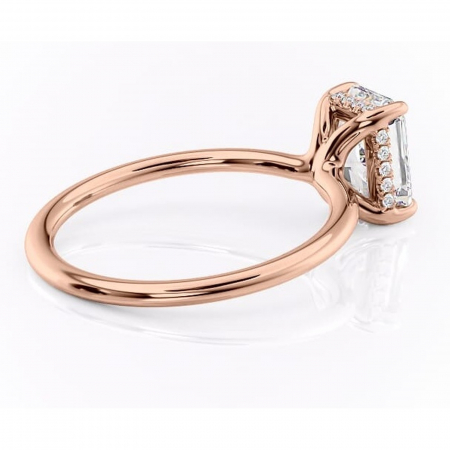 Inel de logodnă Ruby din aur Rose 14kt cu moissanite tăietură radiantă – Solitar rafinată pentru profil înalt | Personalizează și configurează gratuit online [2]