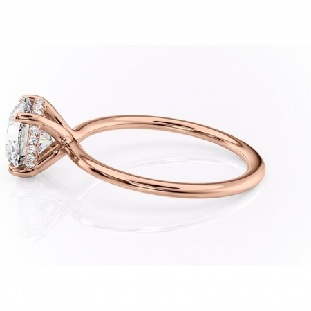 Inel de logodnă Ruby din aur Rose 14kt cu moissanite tăietură rotundă – Solitar rafinată pentru profil înalt | Personalizează și configurează gratuit online [5]