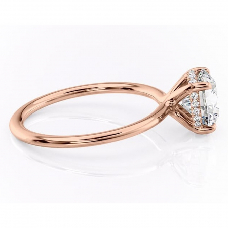 Inel de logodnă Ruby din aur Rose 14kt cu moissanite tăietură rotundă – Solitar rafinată pentru profil înalt | Personalizează și configurează gratuit online [1]