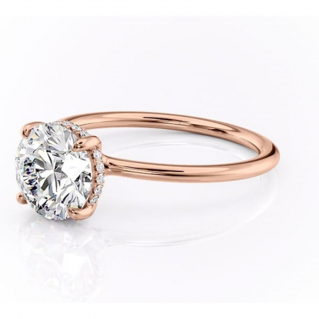 Inel de logodnă Ruby din aur Rose 14kt cu moissanite tăietură rotundă – Solitar rafinată pentru profil înalt | Personalizează și configurează gratuit online [6]