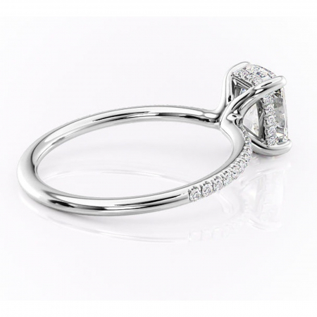 Inel de logodnă Sapphire din aur Alb 14kt cu moissanite tăietură asscher – Montură pavé rafinată pentru profil înalt | Personalizează și configurează gratuit online [2]