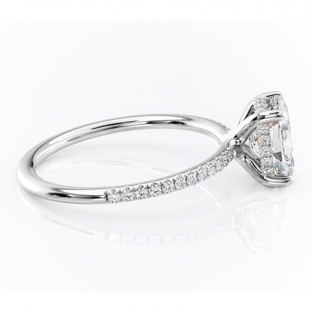 Inel de logodnă Sapphire din aur Alb 14kt cu moissanite tăietură asscher – Montură pavé rafinată pentru profil înalt | Personalizează și configurează gratuit online [1]