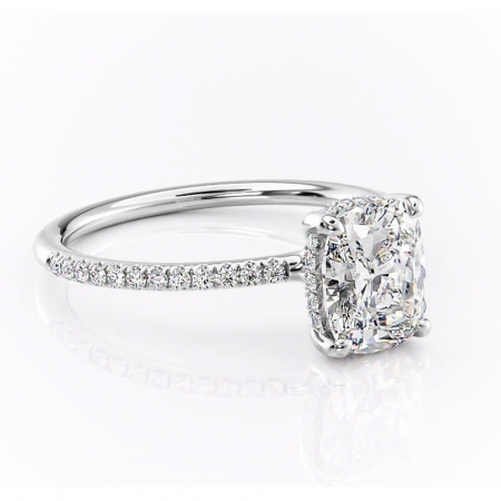 Pernă alungită - Inel de logodnă Sapphire din aur Alb 14kt cu moissanite tăietură asscher – Montură pavé rafinată pentru profil înalt | Personalizează și configurează gratuit online