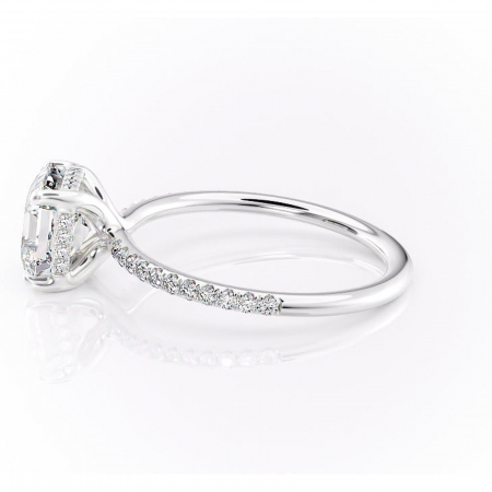 Inel de logodnă Sapphire din aur Alb 14kt cu moissanite tăietură asscher – Montură pavé rafinată pentru profil înalt | Personalizează și configurează gratuit online [5]