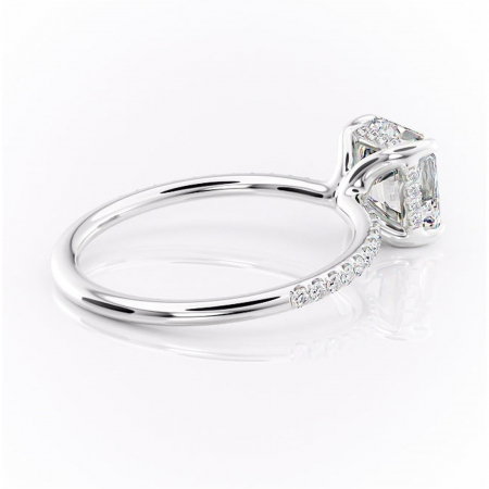 Inel de logodnă Sapphire din aur Alb 14kt cu moissanite tăietură asscher – Montură pavé rafinată pentru profil înalt | Personalizează și configurează gratuit online [2]