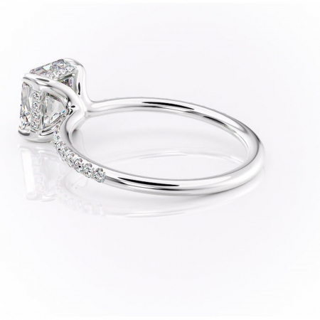 Inel de logodnă Sapphire din aur Alb 14kt cu moissanite tăietură asscher – Montură pavé rafinată pentru profil înalt | Personalizează și configurează gratuit online [4]