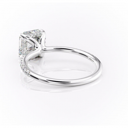 Inel de logodnă Sapphire din aur Alb 14kt cu moissanite tăietură asscher – Montură pavé rafinată pentru profil înalt | Personalizează și configurează gratuit online [3]