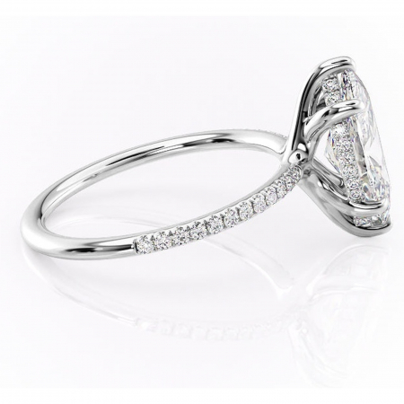 Inel de logodnă Sapphire din aur Alb 14kt cu moissanite tăietură marquise – Montură pavé rafinată pentru profil înalt | Personalizează și configurează gratuit online [1]