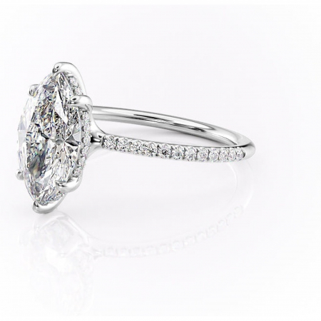 Inel de logodnă Sapphire din aur Alb 14kt cu moissanite tăietură marquise – Montură pavé rafinată pentru profil înalt | Personalizează și configurează gratuit online [6]