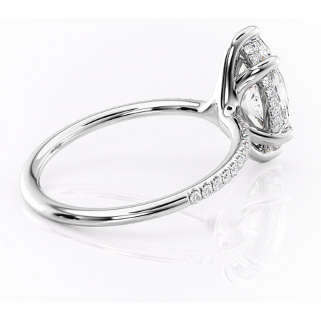 Inel de logodnă Sapphire din aur Alb 14kt cu moissanite tăietură marquise – Montură pavé rafinată pentru profil înalt | Personalizează și configurează gratuit online [2]