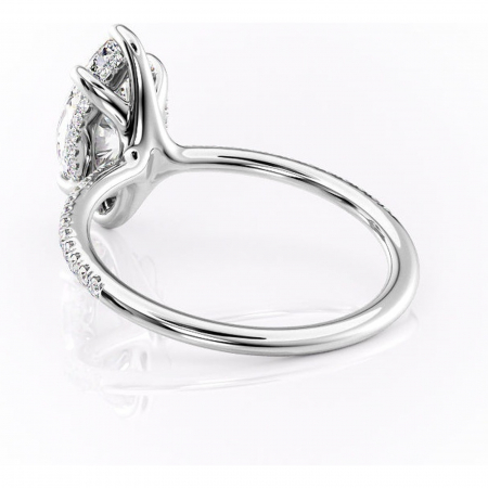 Inel de logodnă Sapphire din aur Alb 14kt cu moissanite tăietură marquise – Montură pavé rafinată pentru profil înalt | Personalizează și configurează gratuit online [3]