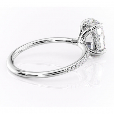 Inel de logodnă Sapphire din aur Alb 14kt cu moissanite tăietură ovală – Montură pavé rafinată pentru profil înalt | Personalizează și configurează gratuit online [2]