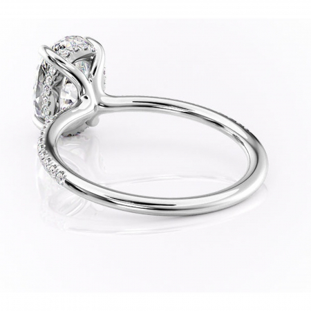 Inel de logodnă Sapphire din aur Alb 14kt cu moissanite tăietură ovală – Montură pavé rafinată pentru profil înalt | Personalizează și configurează gratuit online [3]