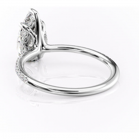 Inel de logodnă Sapphire din aur Alb 14kt cu moissanite tăietură pară – Montură pavé rafinată pentru profil înalt | Personalizează și configurează gratuit online [3]