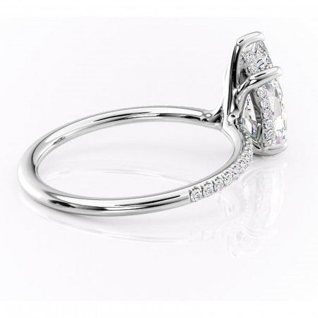 Inel de logodnă Sapphire din aur Alb 14kt cu moissanite tăietură pară – Montură pavé rafinată pentru profil înalt | Personalizează și configurează gratuit online [2]